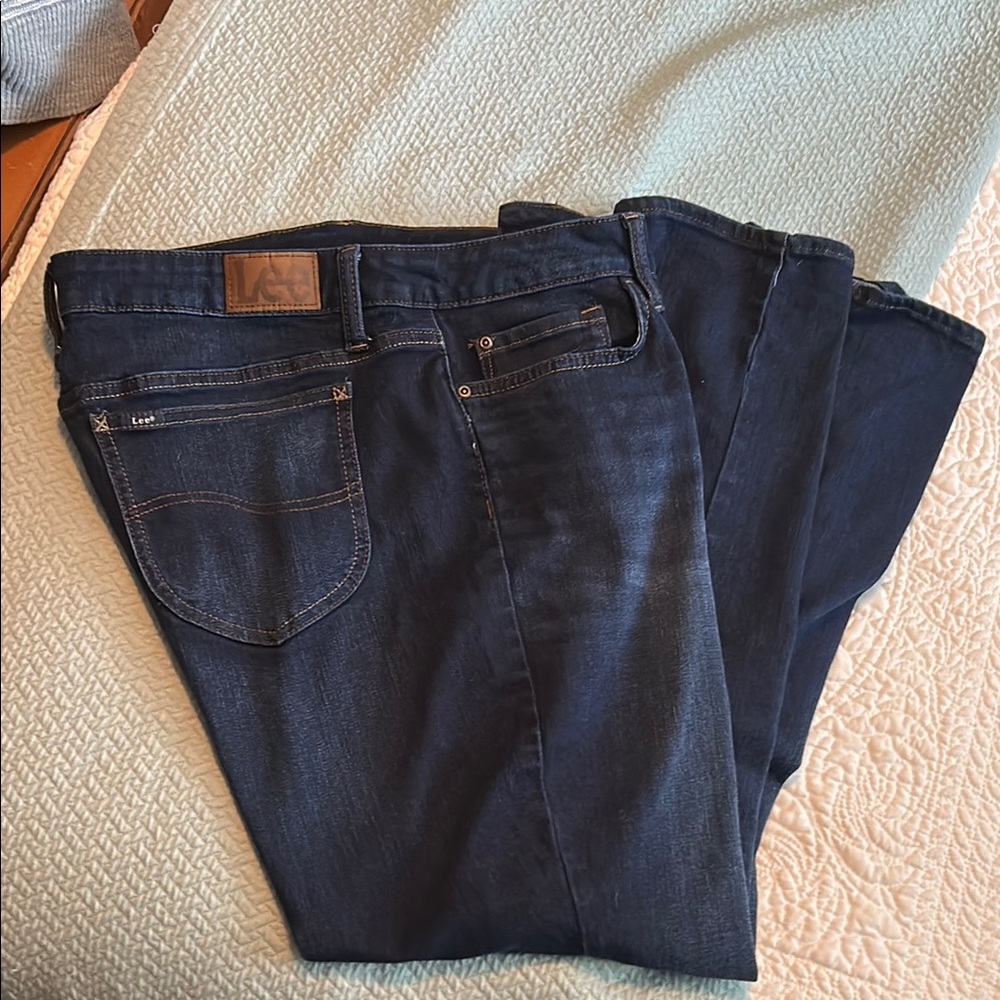 Lee Dark Blue Straight Leg Jeans Classic Style